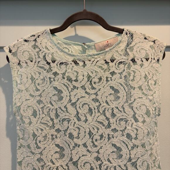 Sheer Lace Top w/ Cami Petite XXSP Seafoam Green Cottage Coquette 2 Piece Set - Picture 5 of 16